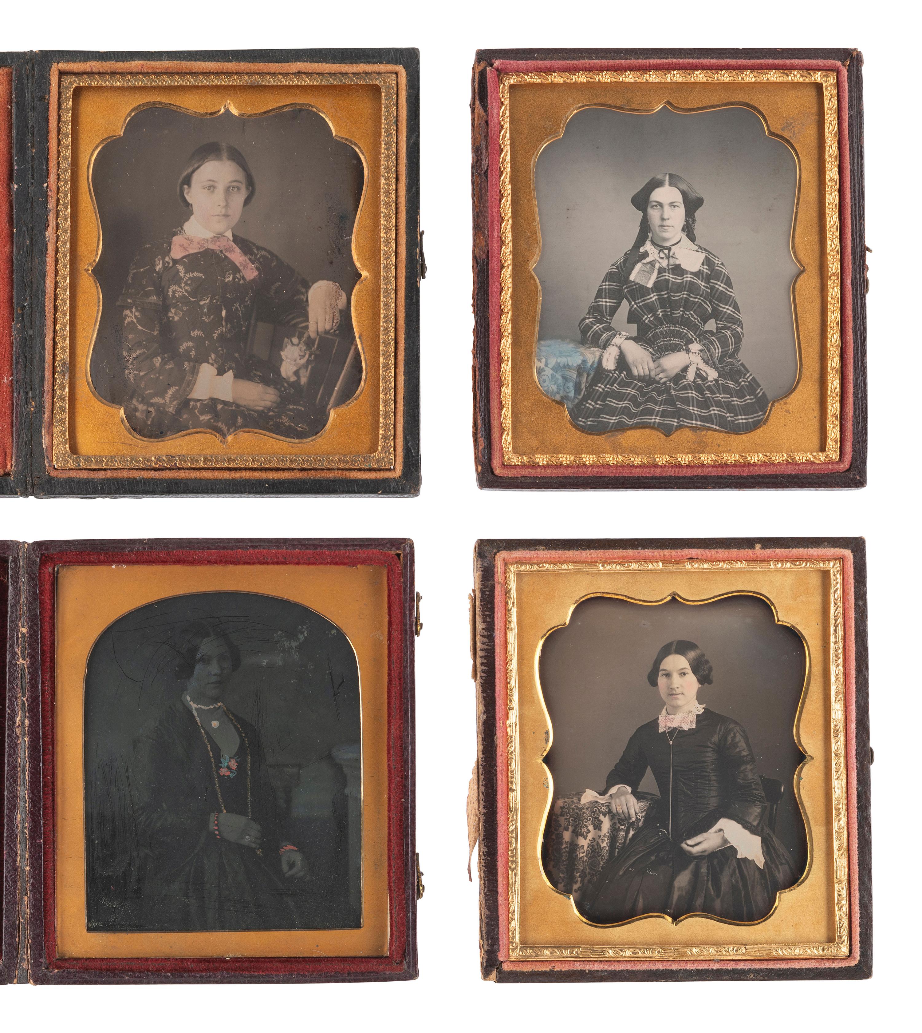 [EARLY PHOTOGRAPHY]. 13 cased images featuring hand tinting.
