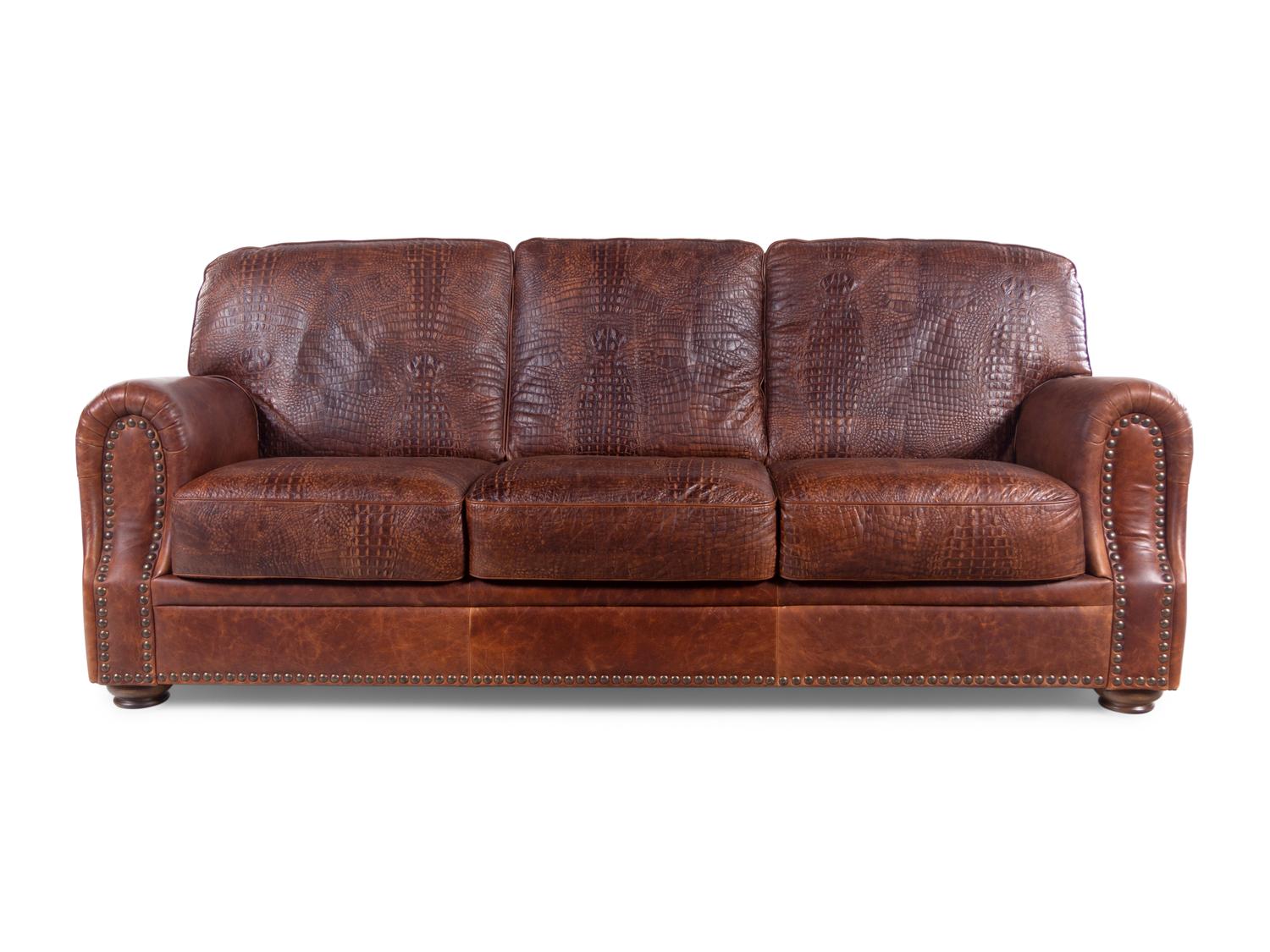An Embossed Leather Upholstered Sofa