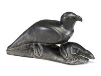 Inuit Soapstone Sculpture, of a Bird and Seal