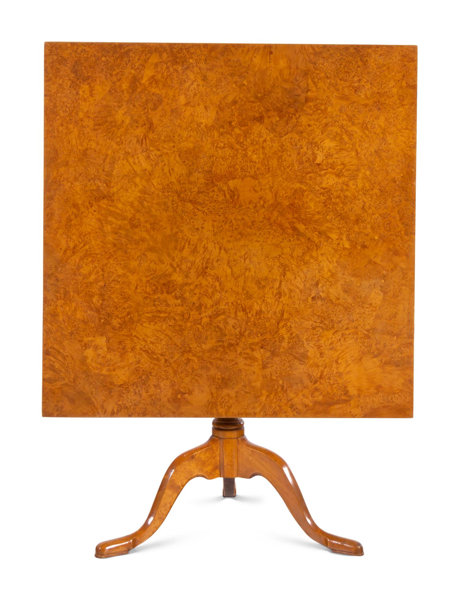 A Northern European Burled Birch Tilt-Top Table