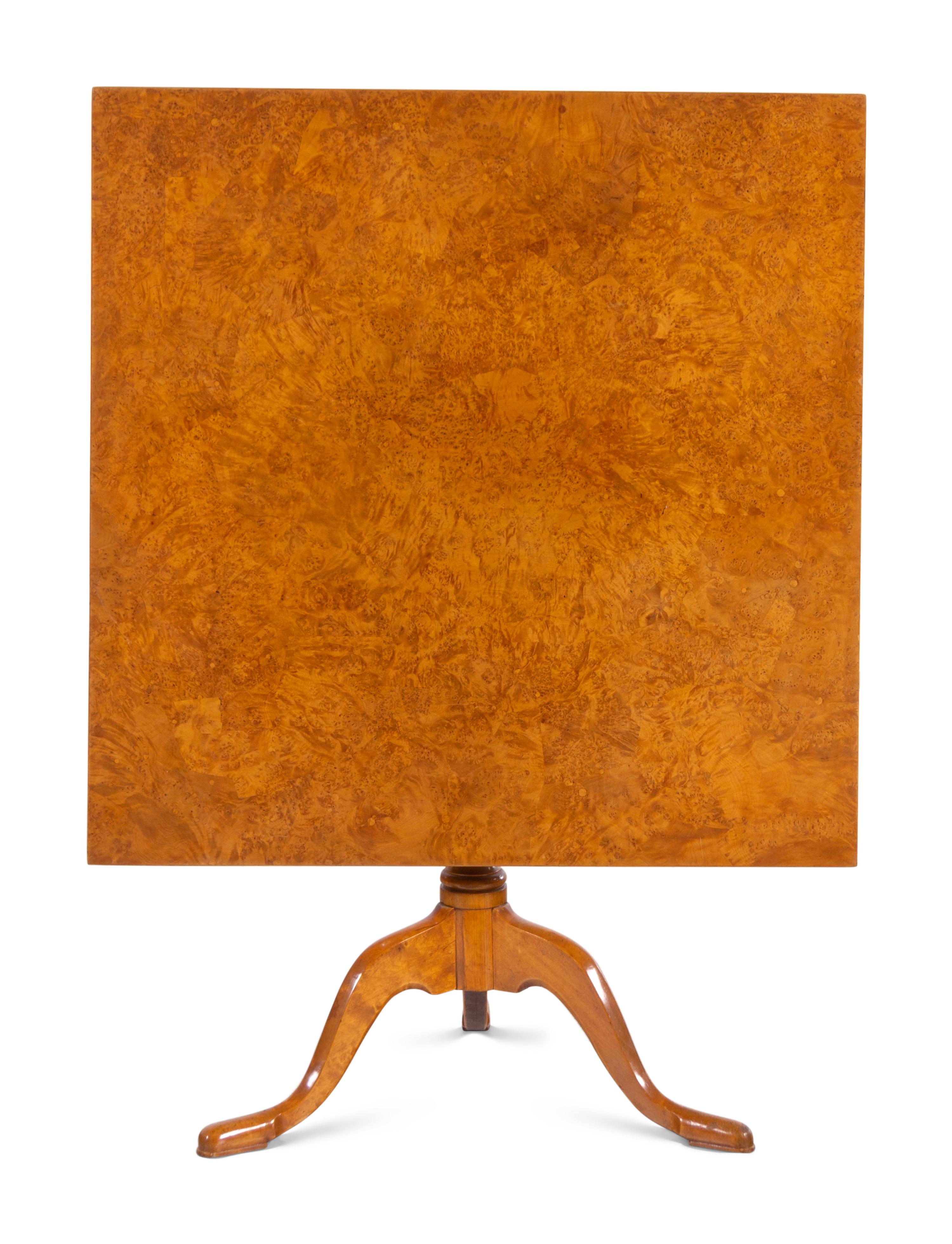 A Northern European Burled Birch Tilt-Top Table