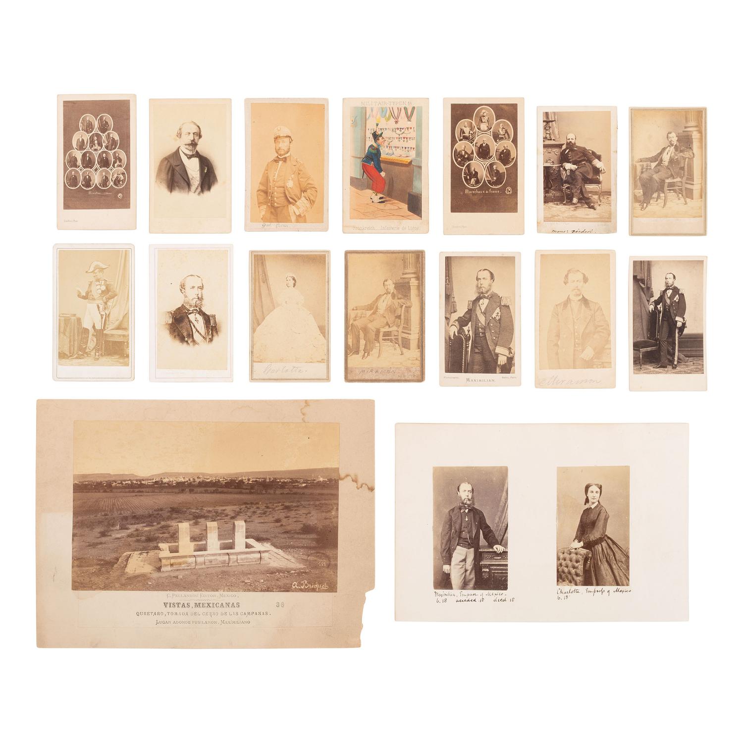 [Early Photography] Group of 18 Photographs of Subjects from the Second Mexican Empire