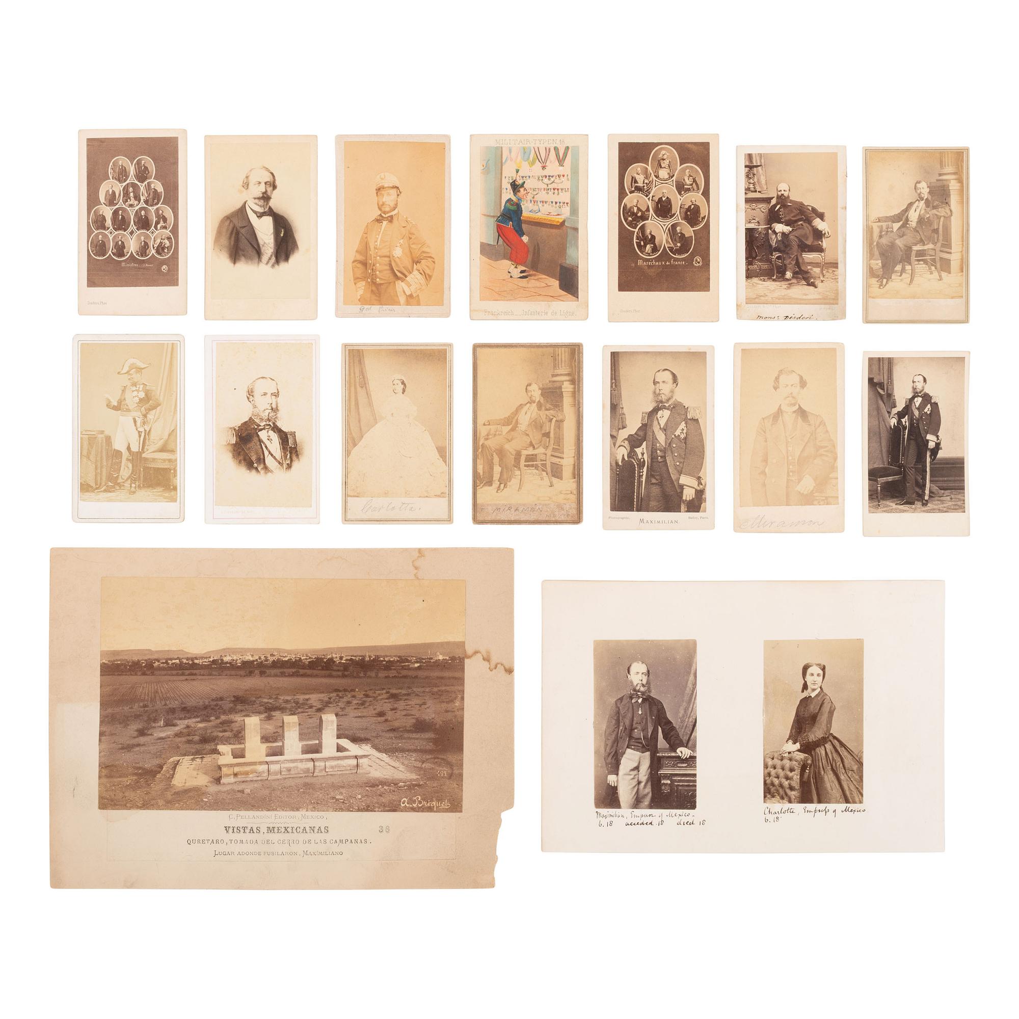 [Early Photography] Group of 18 Photographs of Subjects from the Second Mexican Empire