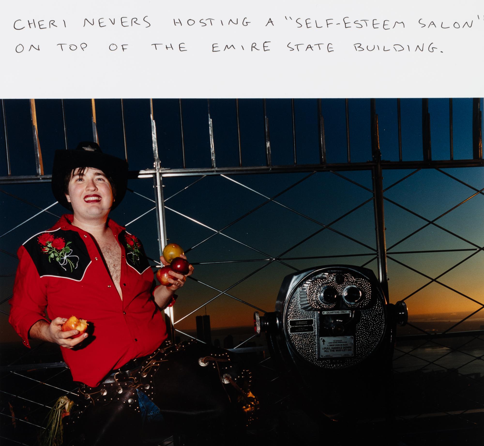 Chris Verene (born 1969) Cheri Nevers Holding a Self-Esteem Salon on Top of the Empire State Building, c. 2000