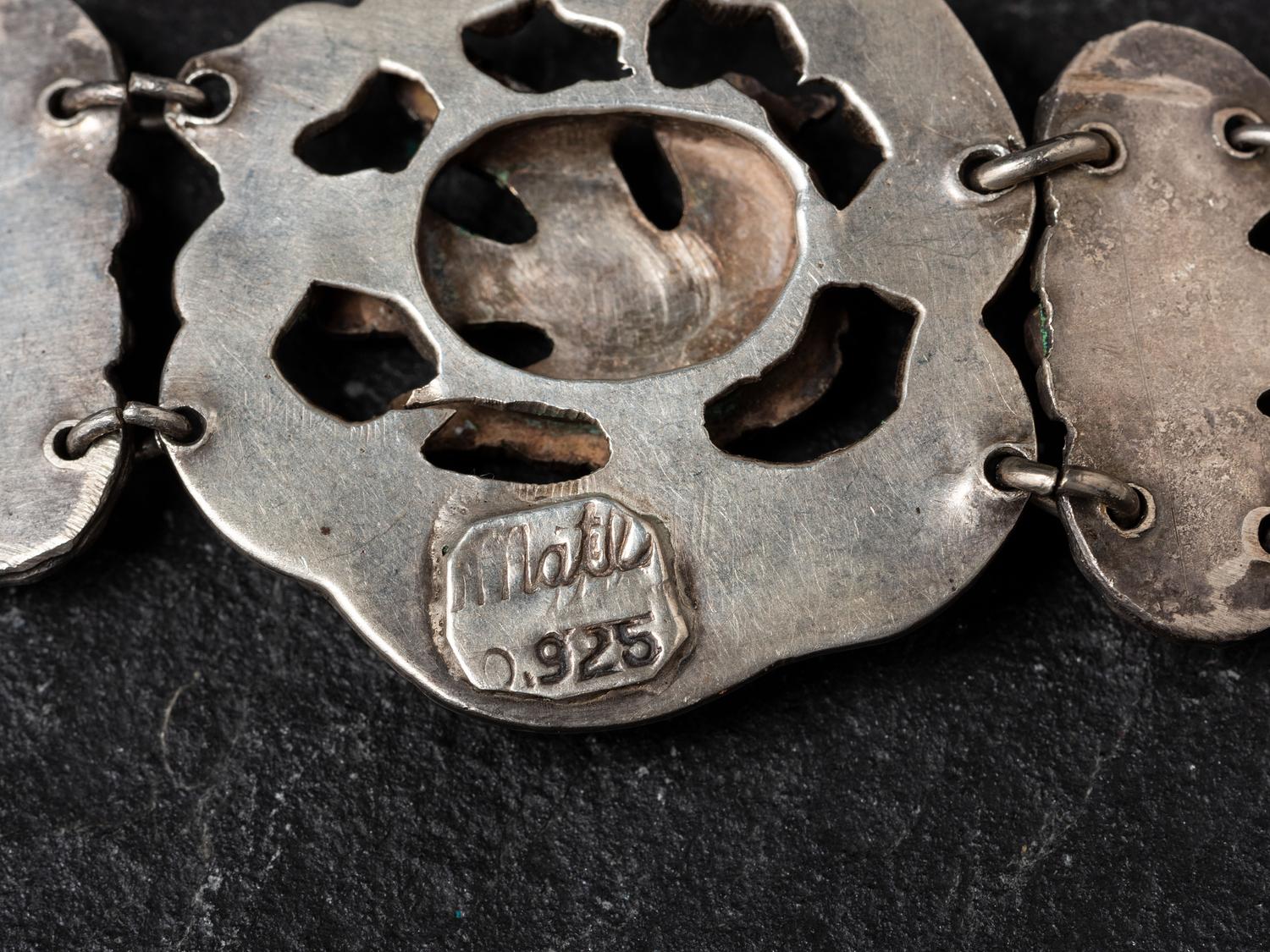 Silver Bracelet. Pendant, and Pin/Brooch