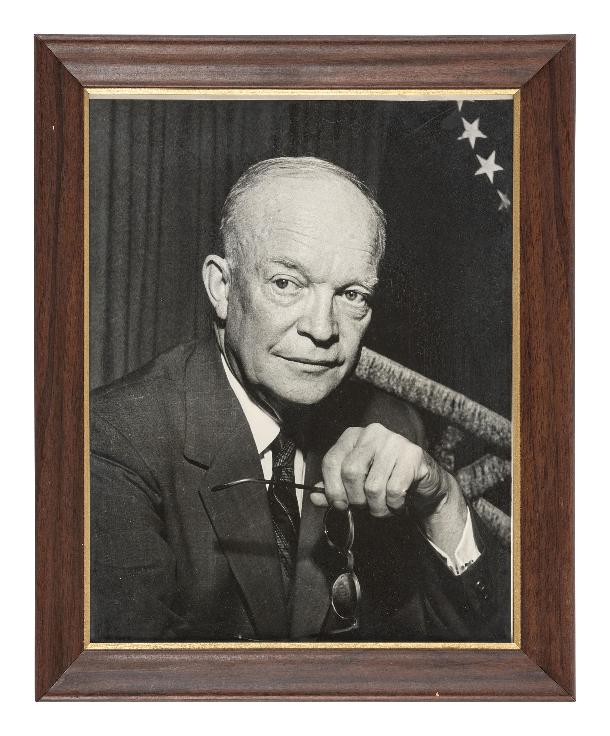 EISENHOWER, Dwight D. (1890-1969). A group of 2 signed items with related correspondence and ephemera.