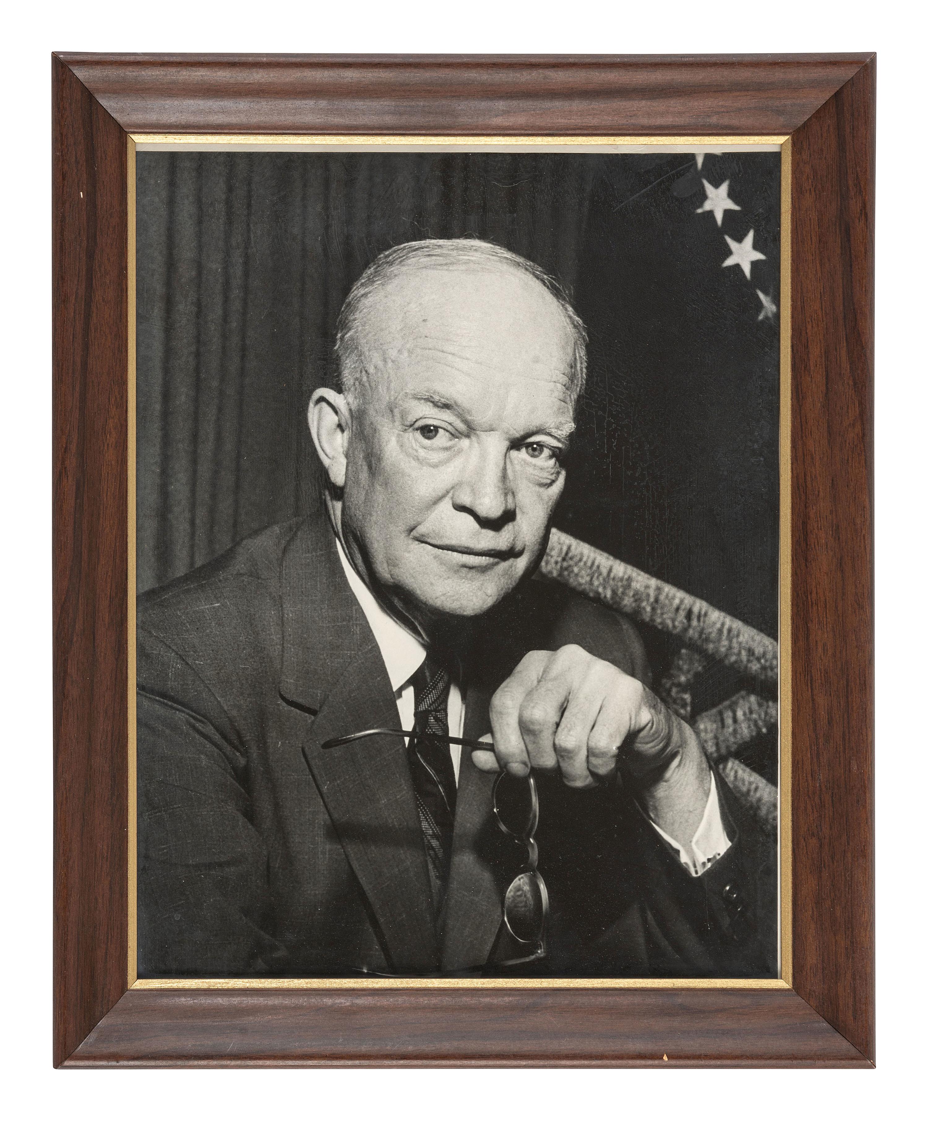 EISENHOWER, Dwight D. (1890-1969). A group of 2 signed items with related correspondence and ephemera.