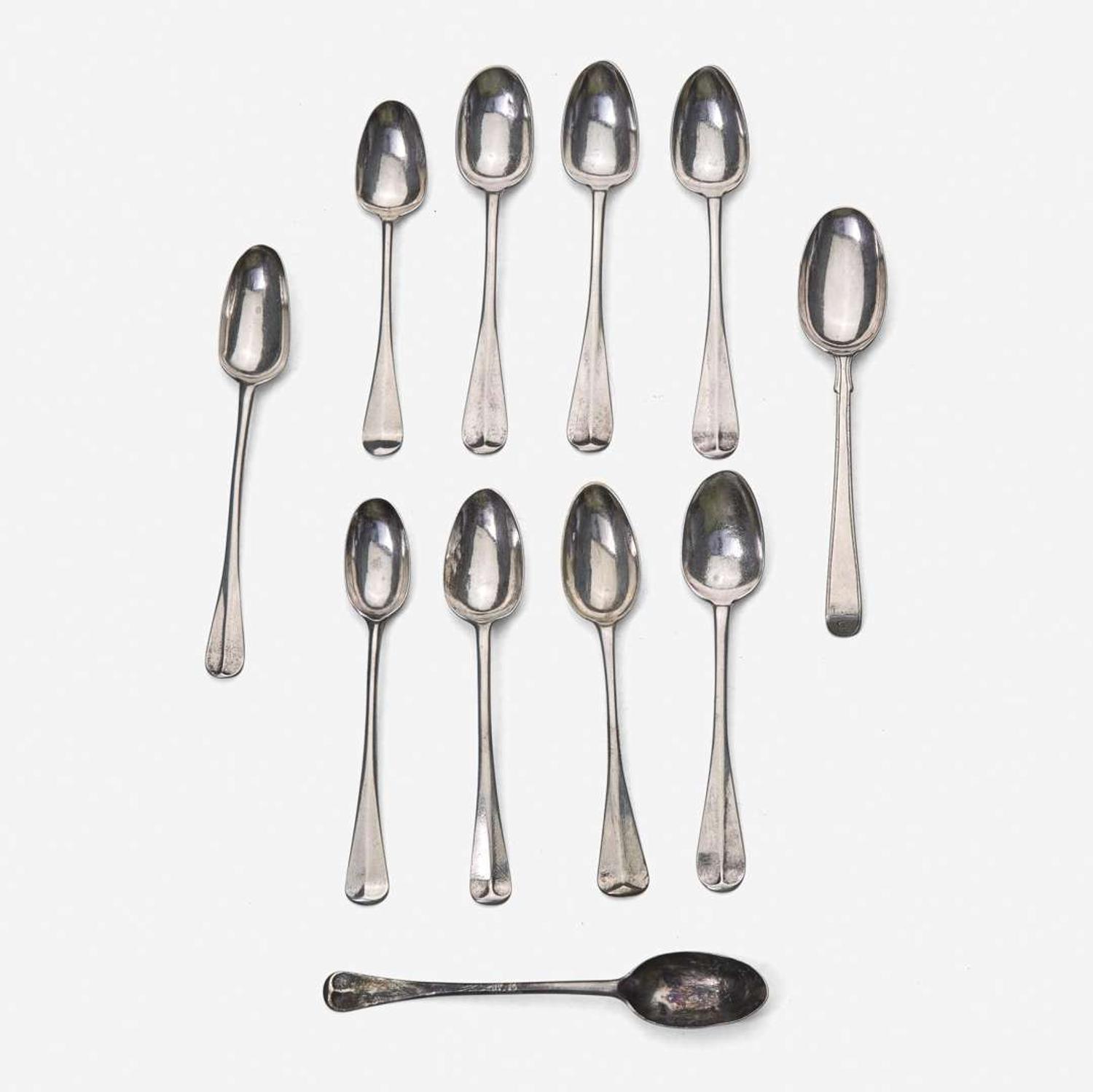 A collection of eleven silver coffee spoons Various makers, New York and New England, circa 1730-1760