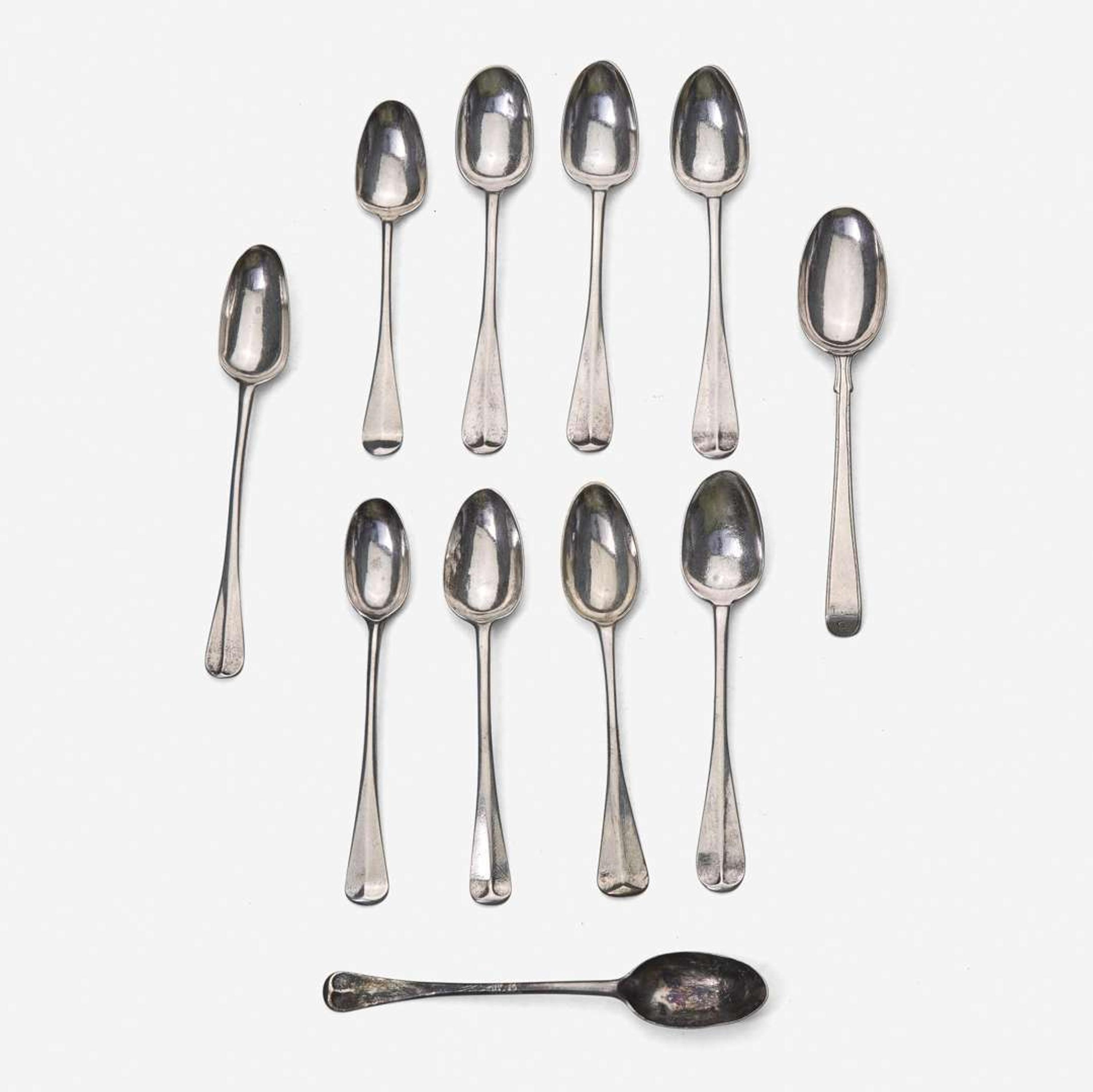 A collection of eleven silver coffee spoons Various makers, New York and New England, circa 1730-1760