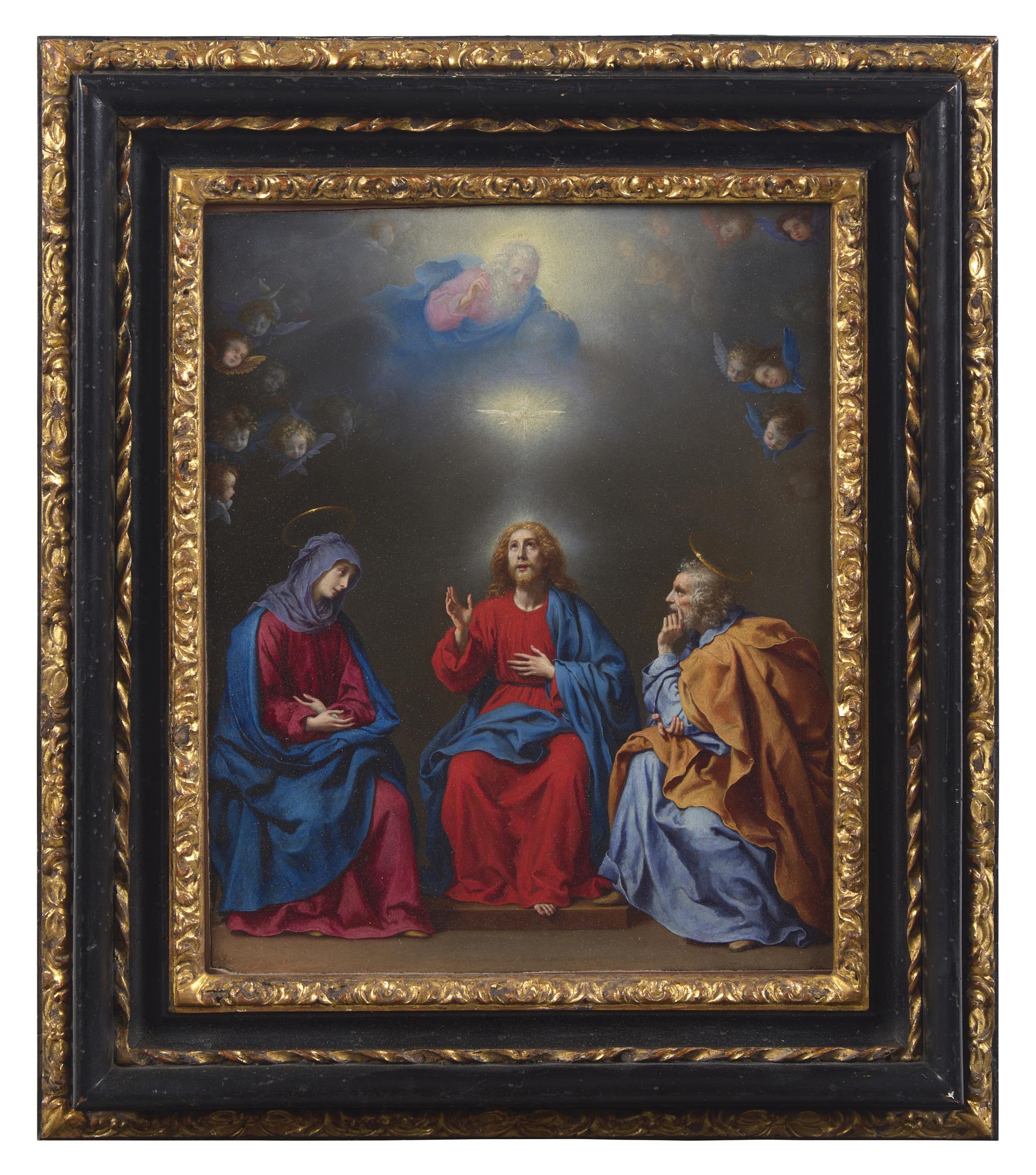 The Holy Family with God the Father and the Holy Spirit above: a Sacra Conversazione