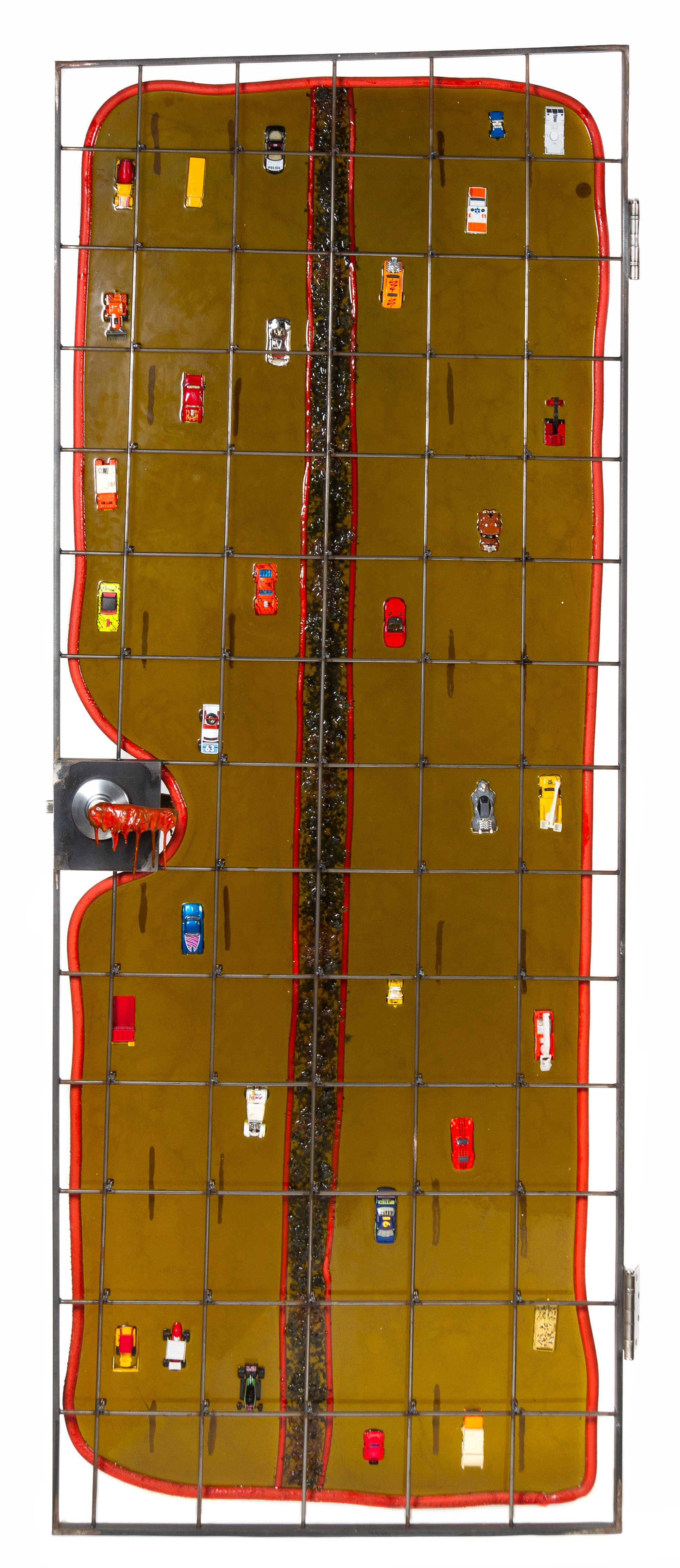 A Molded Resin and Steel Cars Door Height 86 x width 34 inches. — GAETANO PESCE (ITALIAN, b. 1939), 1994
