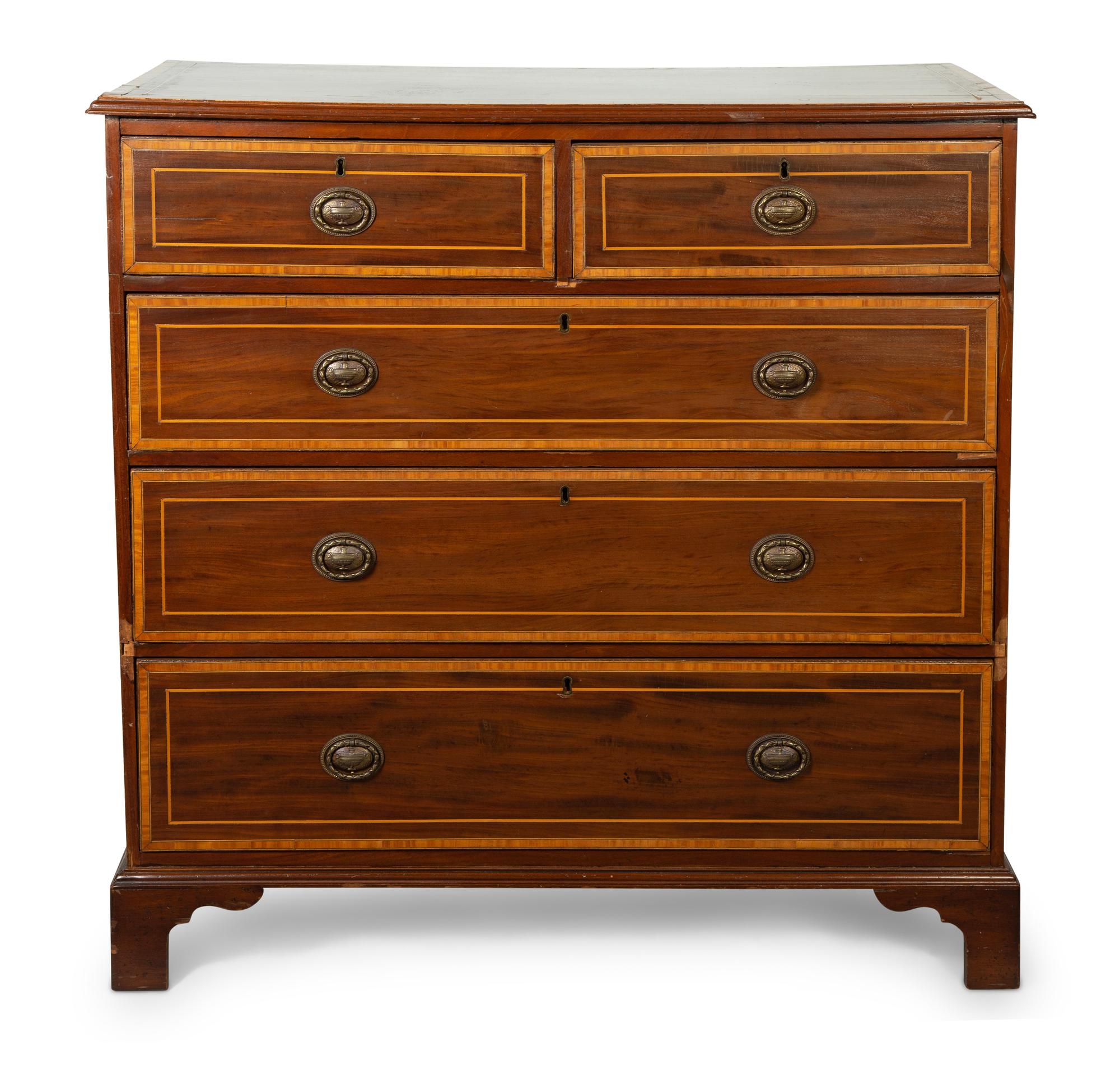 A Federal Style Mahogany and Satinwood Chest of Drawers