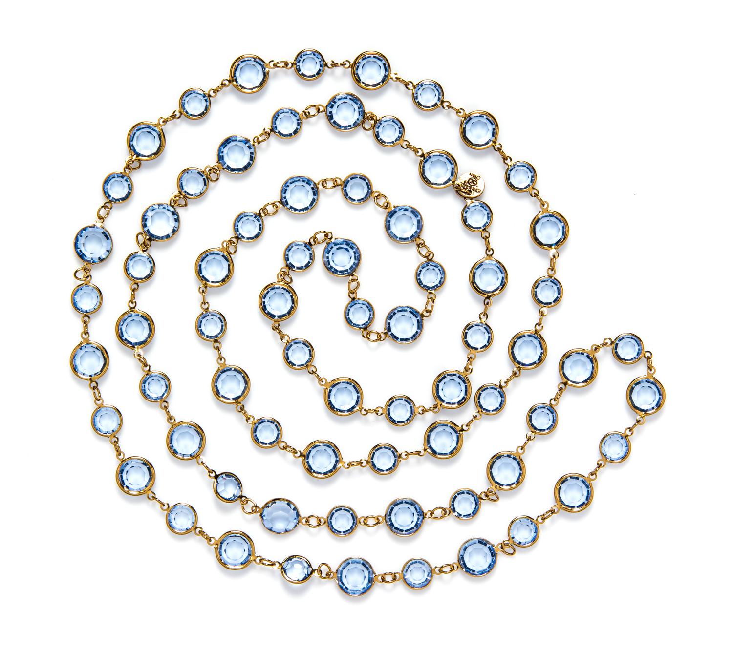 A Chanel Light Blue Crystal Sautoir.