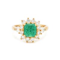 YELLOW GOLD, EMERALD AND DIAMOND RING