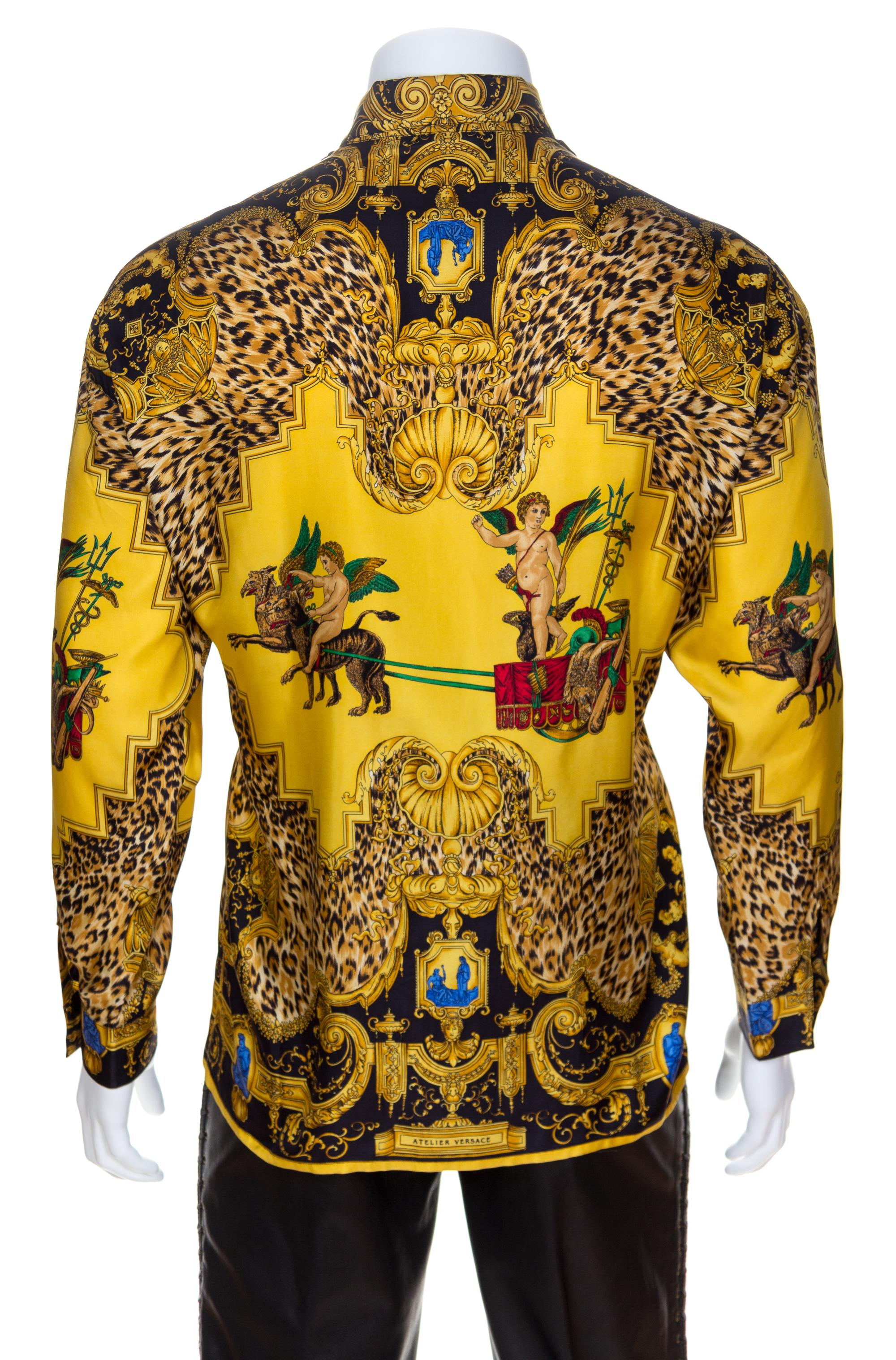 A Gianni Versace Silk Atelier Print Shirt, Size 50.