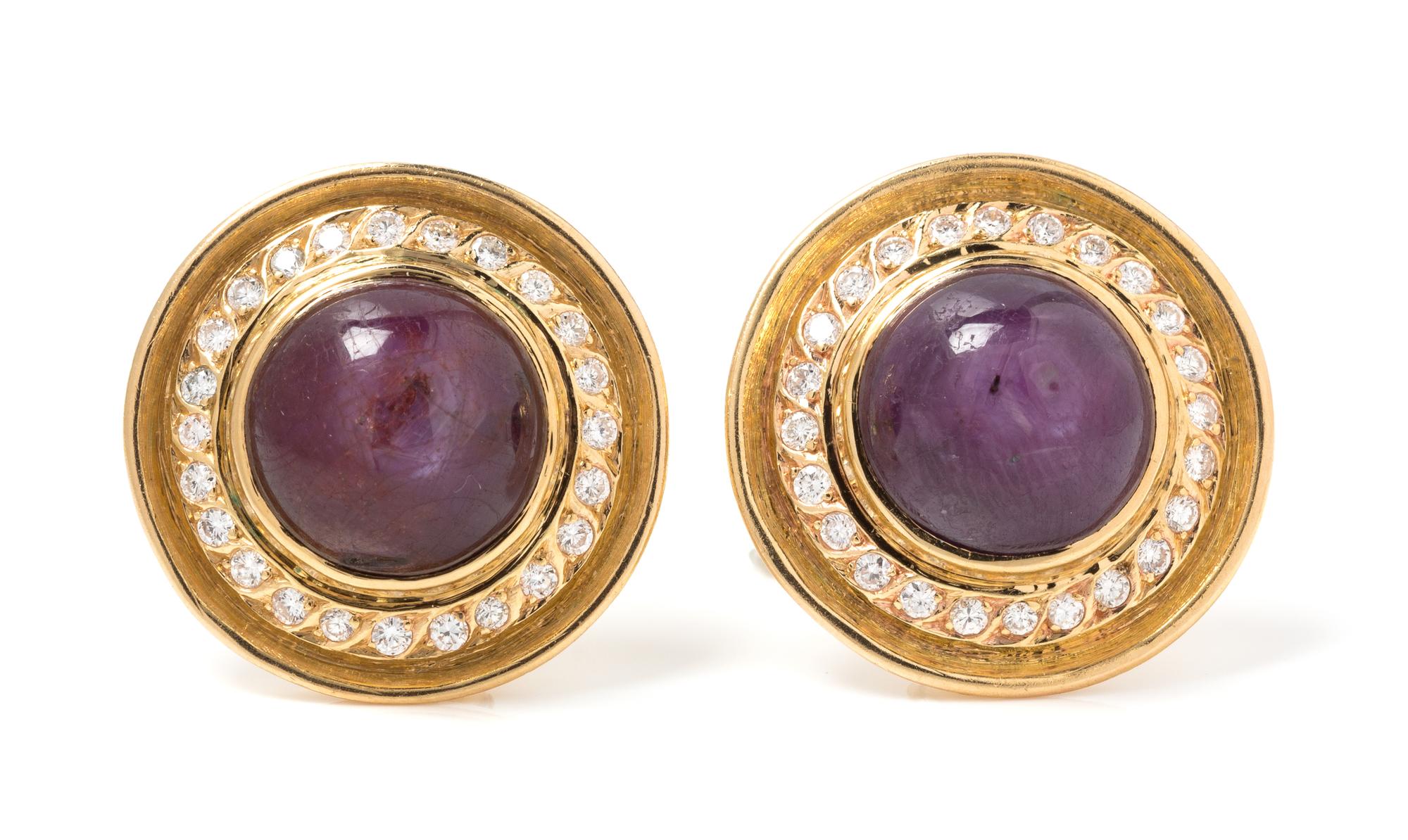 A Pair of Yellow Gold, Ruby and Diamond Earclips, 9.90 dwts.
