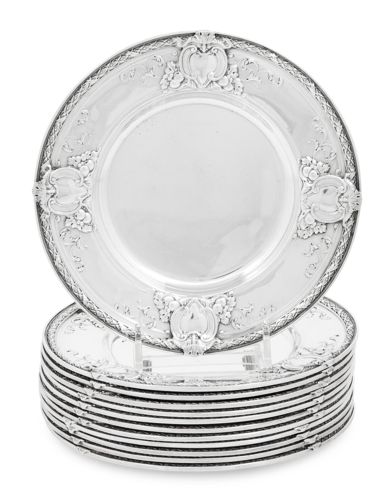 A Set of Twelve American Silver Bread Plates