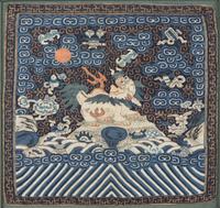 A Pair of Chinese Kesi Tapestry Xiezhi Censor's Rank Badges, Buzi, Qing Dynasty, Mid 19th Century 清中晚期 緙絲獬豸補子一對