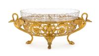 A Gilt Metal and Cut Glass Bowl Width 15 inches.