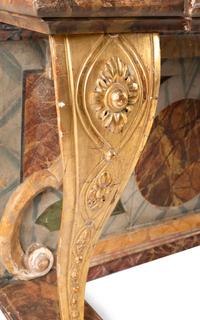 An Italian Parcel Gilt and Faux Marble Painted Console Table