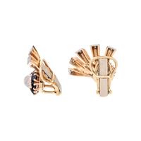 RETRO, YELLOW GOLD, MOONSTONE, SAPPHIRE AND DIAMOND EARCLIPS