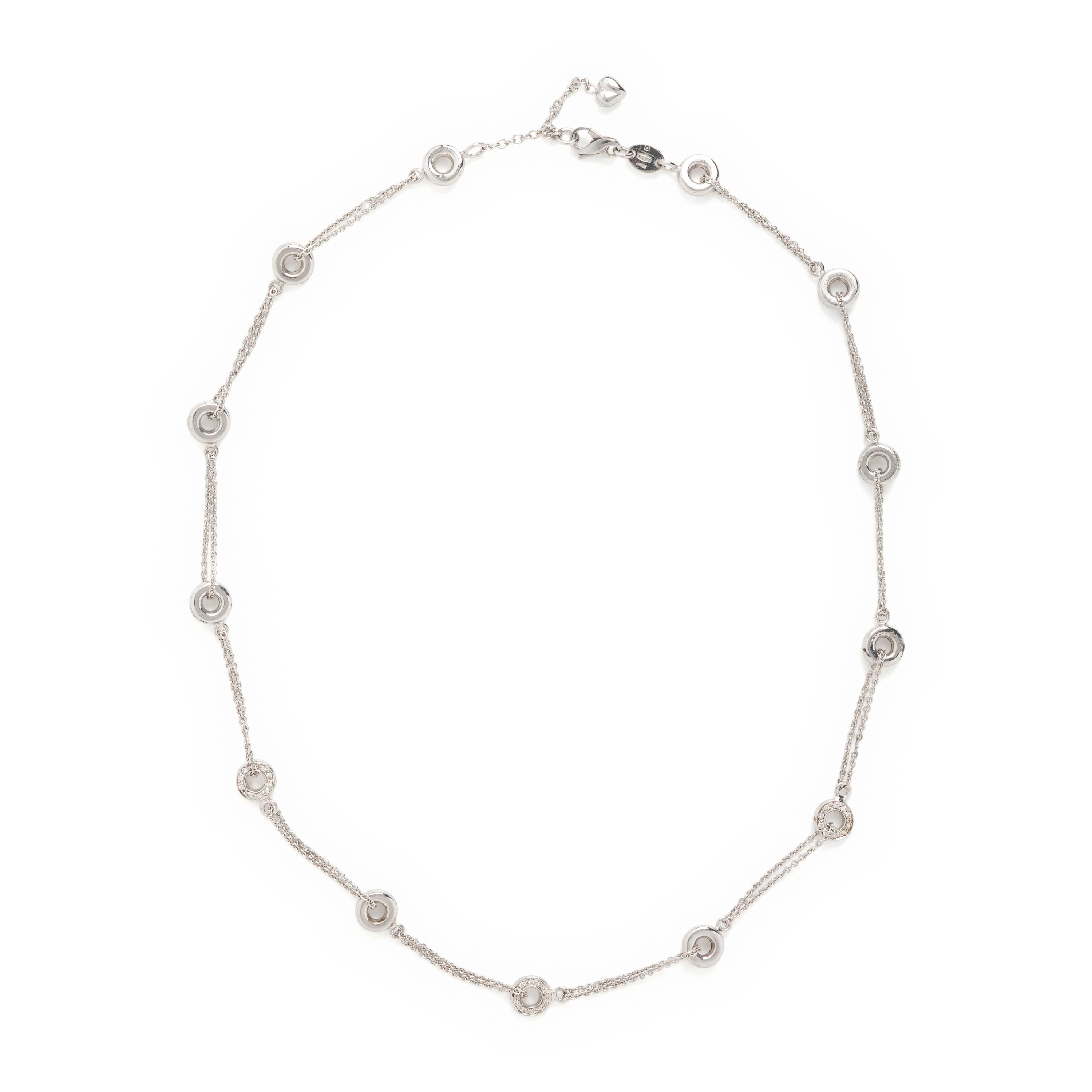 White Gold and Diamond Station Necklace