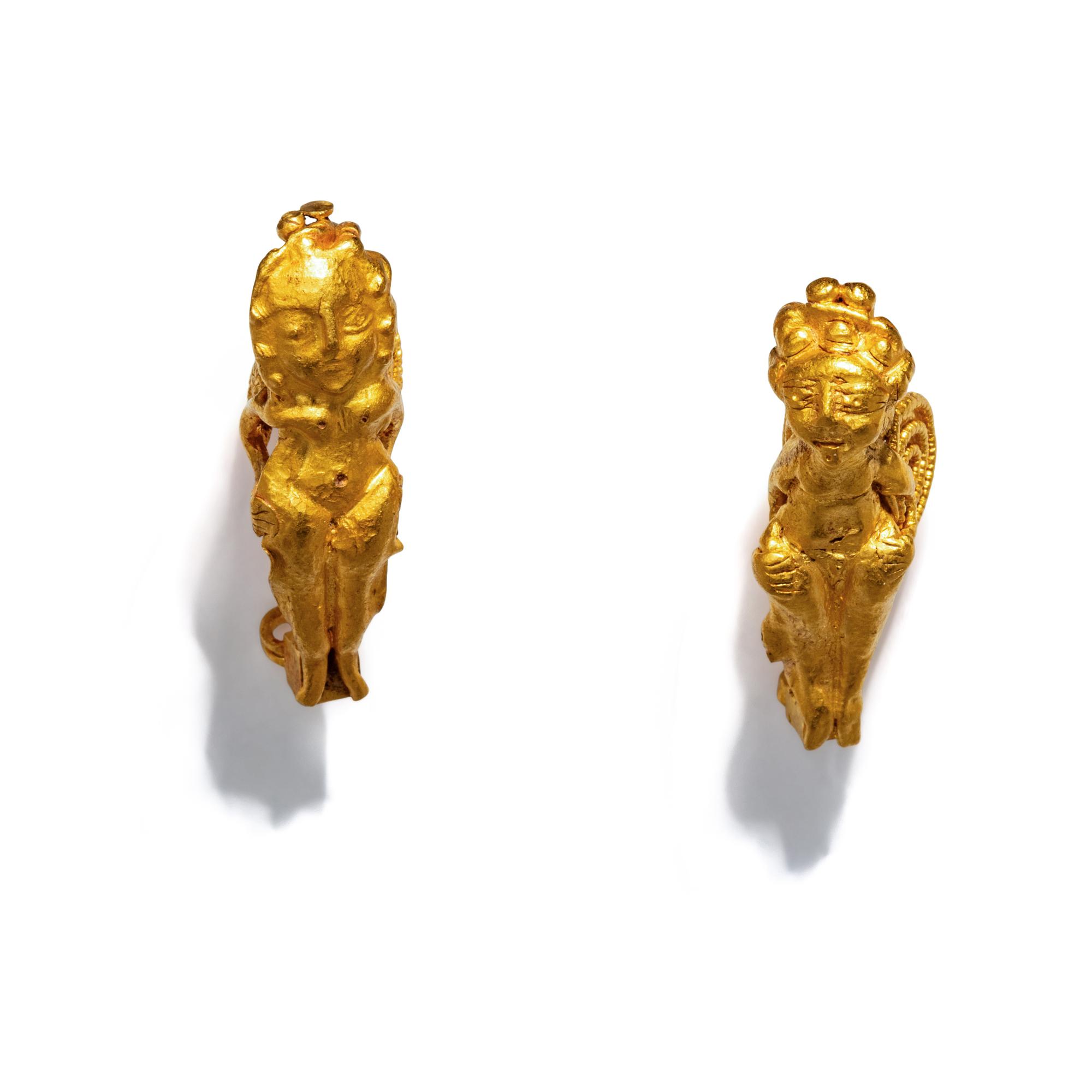 A Pair of East Greek Gold Earrings with the God Eros