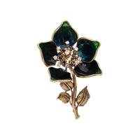 DIAMOND, SAPPHIRE, AND ENAMEL ARTICULATED FLOWER BROOCH