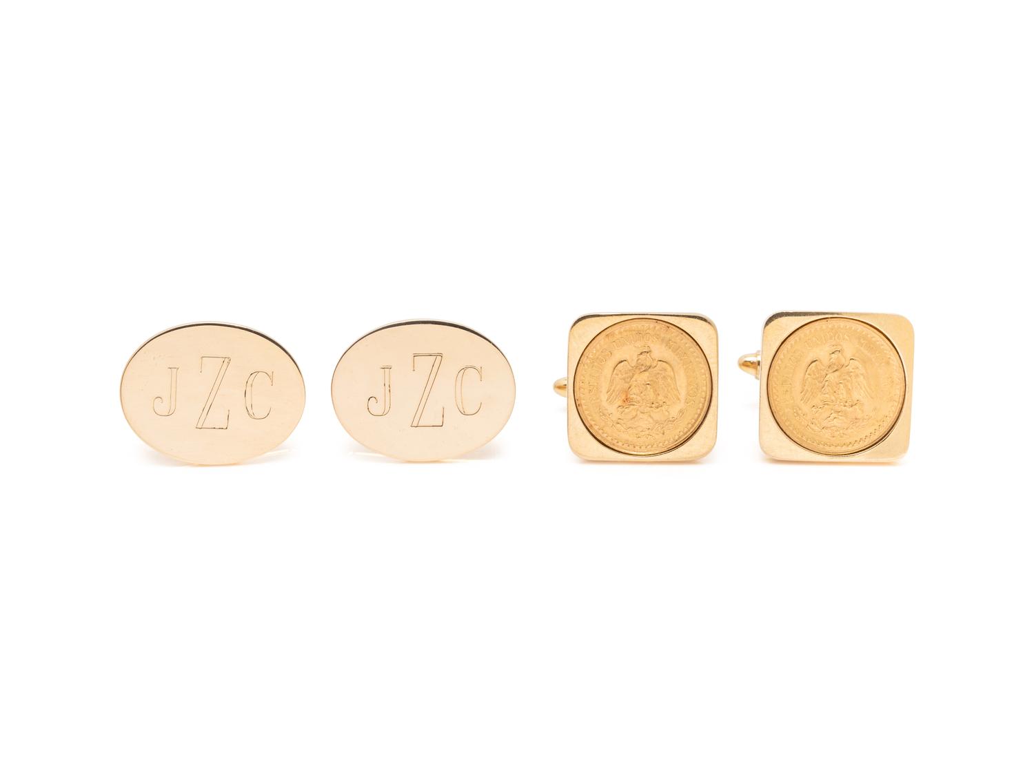 COLLECTION OF YELLOW GOLD CUFFLINKS