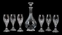 A Seven-Piece Baccarat Glass Cordial Set Height of decanter 9 1/4 inches. — 20TH CENTURY