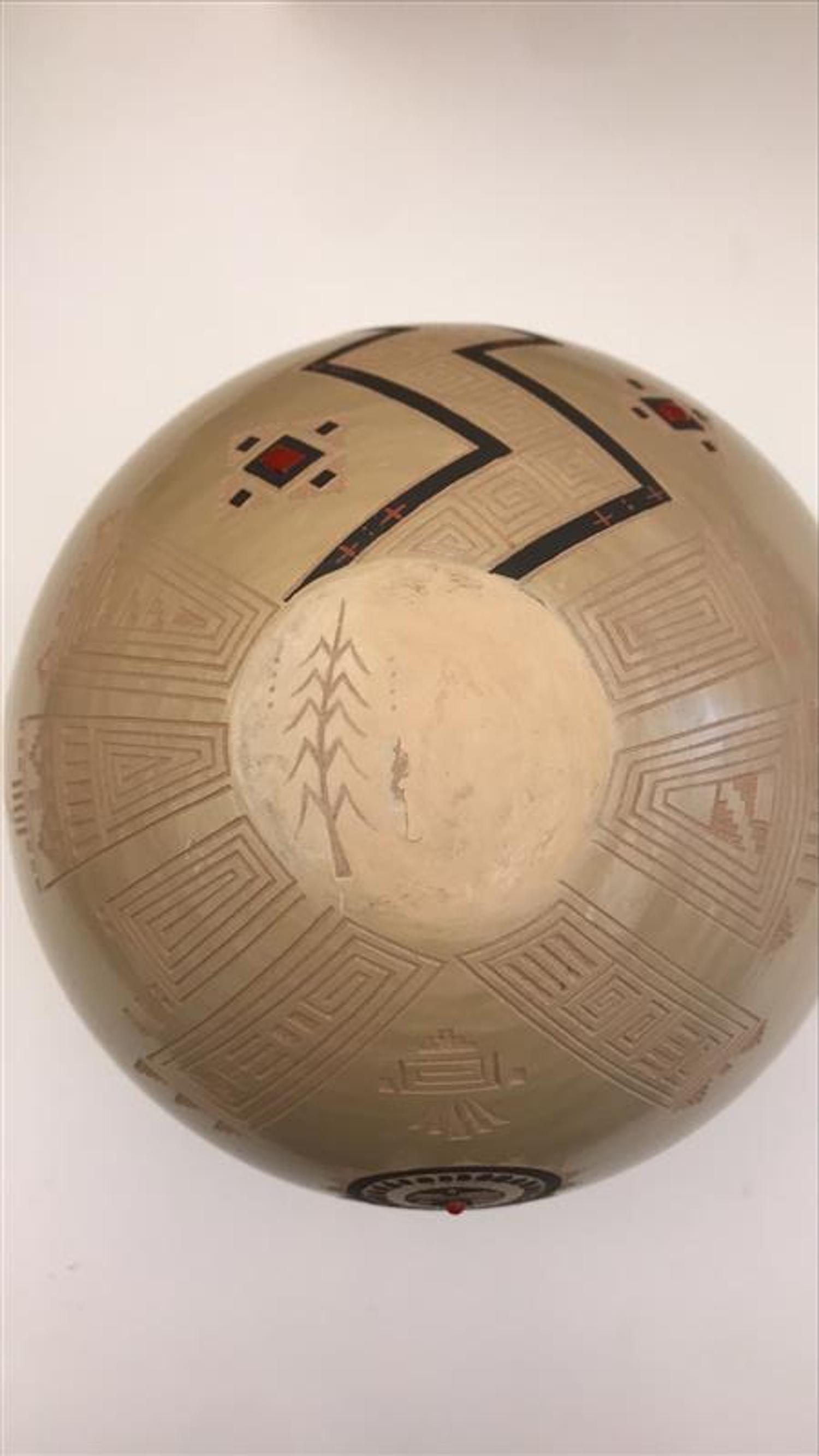Polychrome Jar with Coral Beads, PLUS