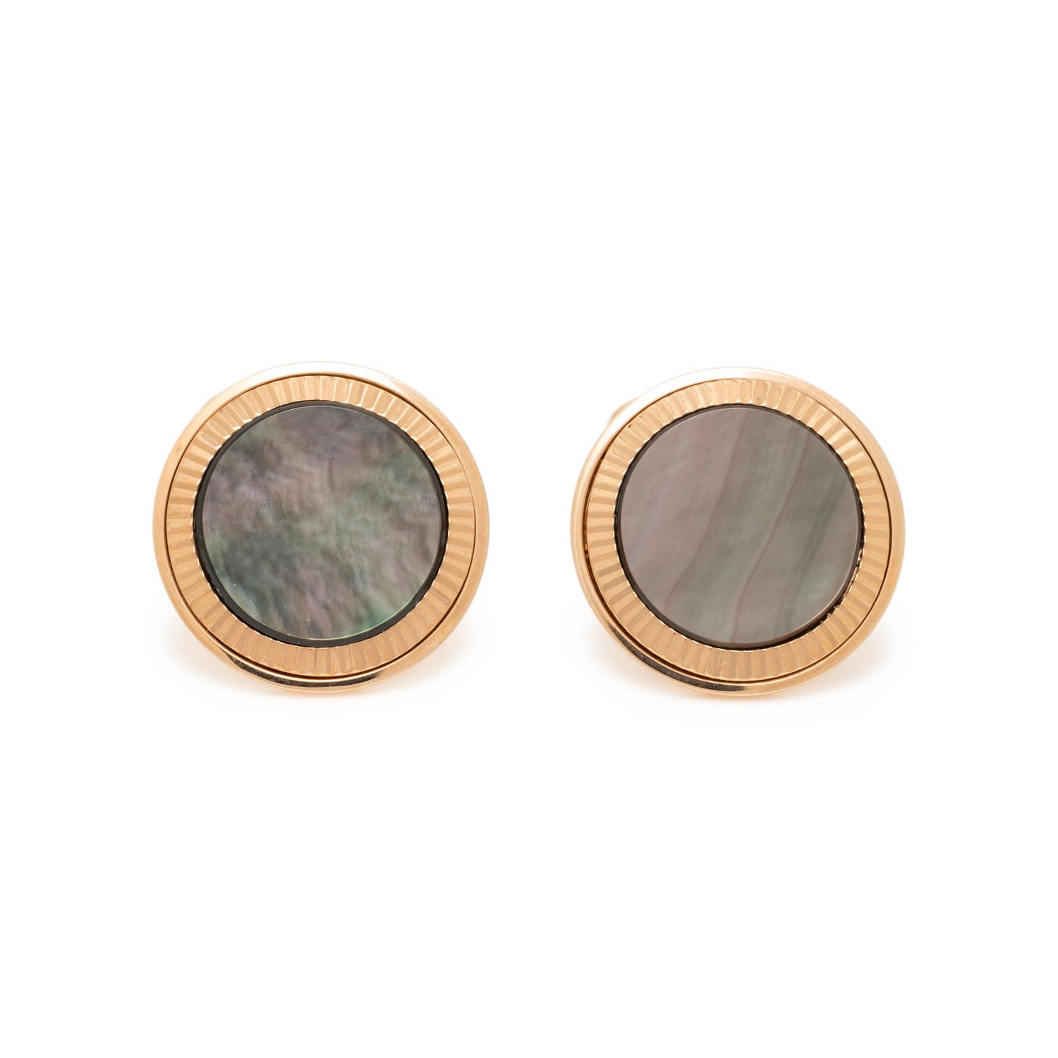 ROSE GOLD AND ABALONE CUFFLINKS