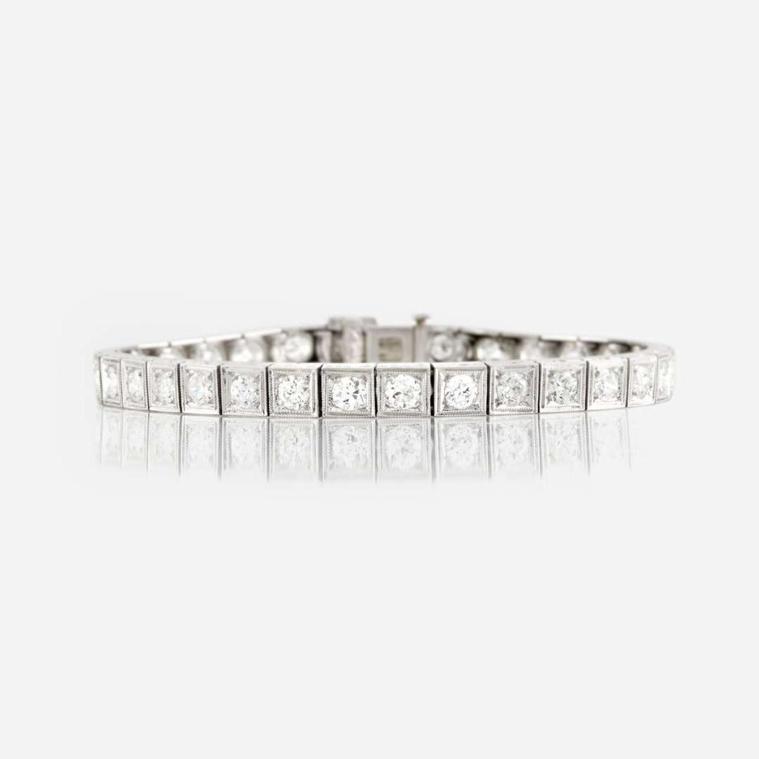 A diamond and platinum bracelet