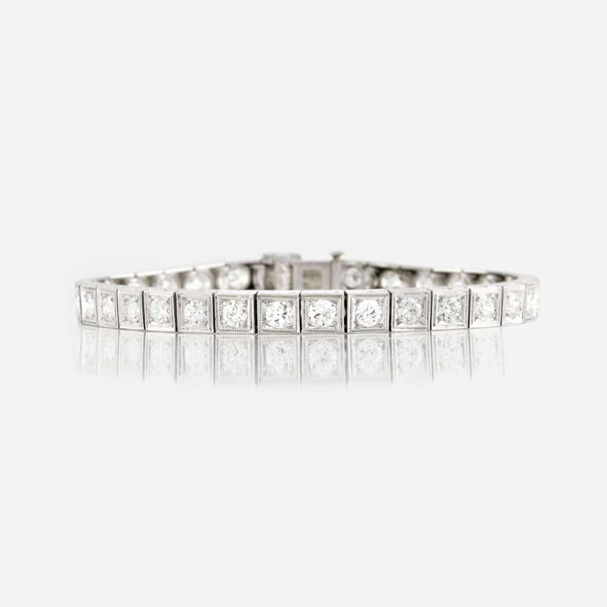A diamond and platinum bracelet
