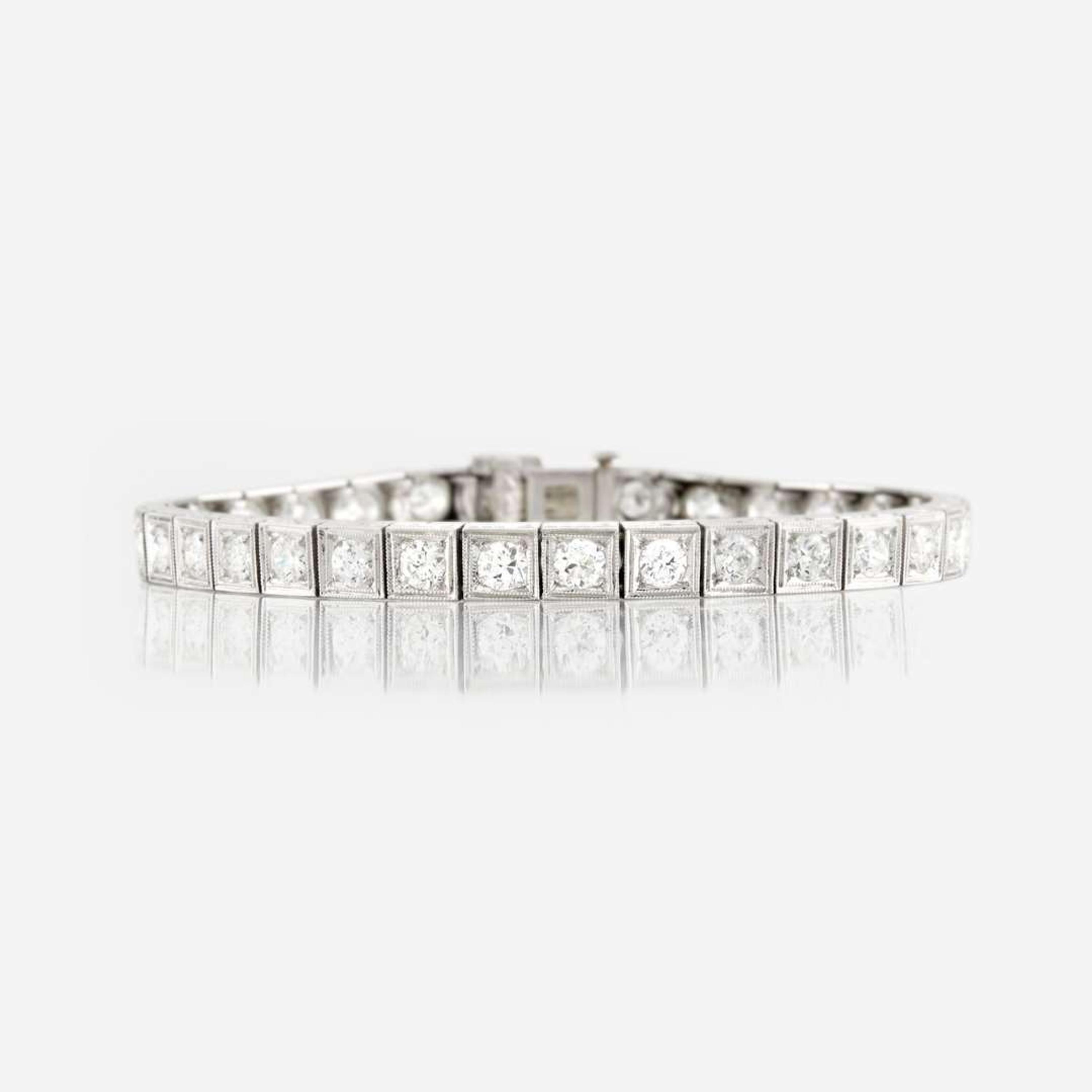 A diamond and platinum bracelet