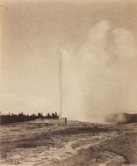 Frank Jay Haynes, (American, 1853-1921), Liberty Cap and Hotel, Yellowstone National Park Yellowstone Lake, Mount Sheridan, Yellowstone