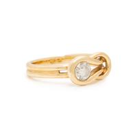 Diamond and Yellow Gold Knot Ring and Earrings