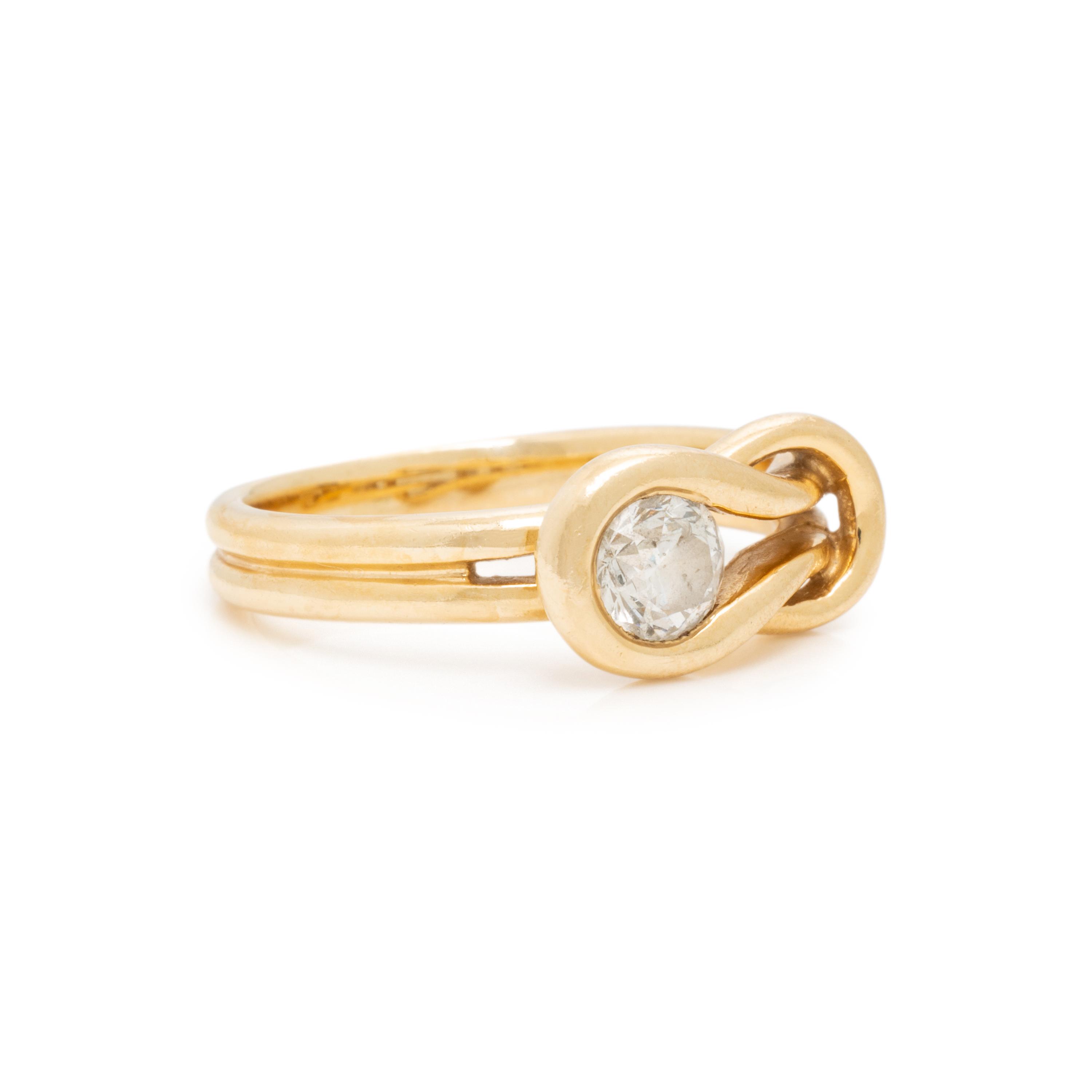 Diamond and Yellow Gold Knot Ring and Earrings