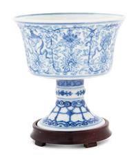 A Blue and White Porcelain Stem Cup