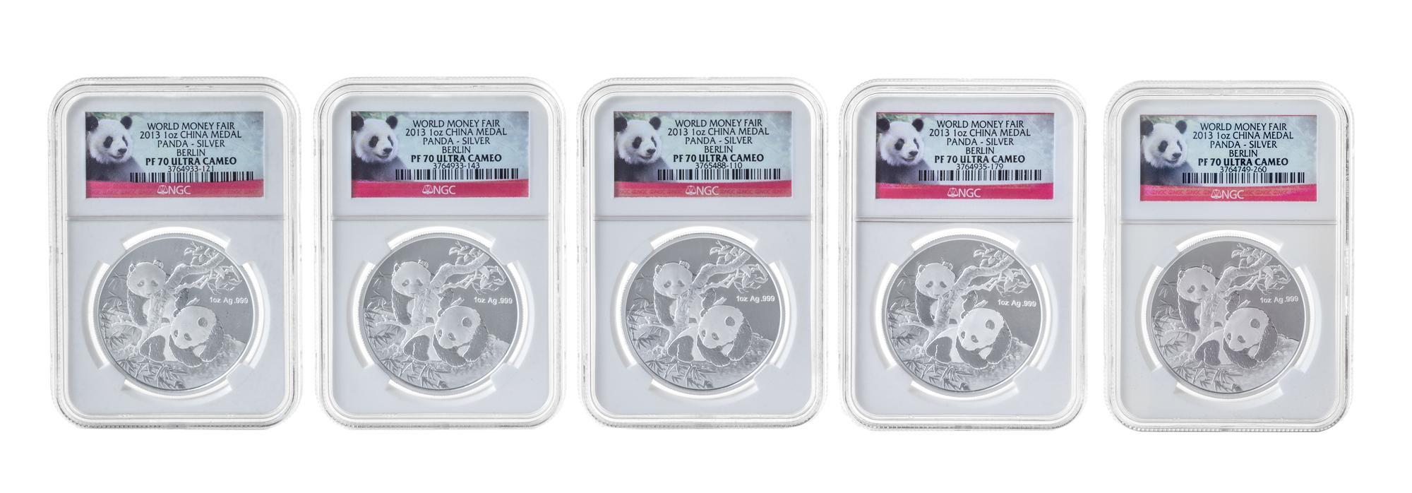 A Group of Ten China 2013 Panda Commemorative 1 Oz. Silver Proofs