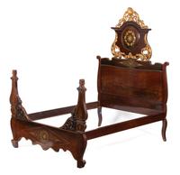 A Napoleon III Gilt Bronze Mounted Mahogany Bed