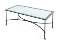 A Modern Painted Metal Glass Top Paw-Foot Low Table