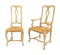 A Suite of Eight Italian Rococo Style Painted Dining Chairs — 20TH CENTURY