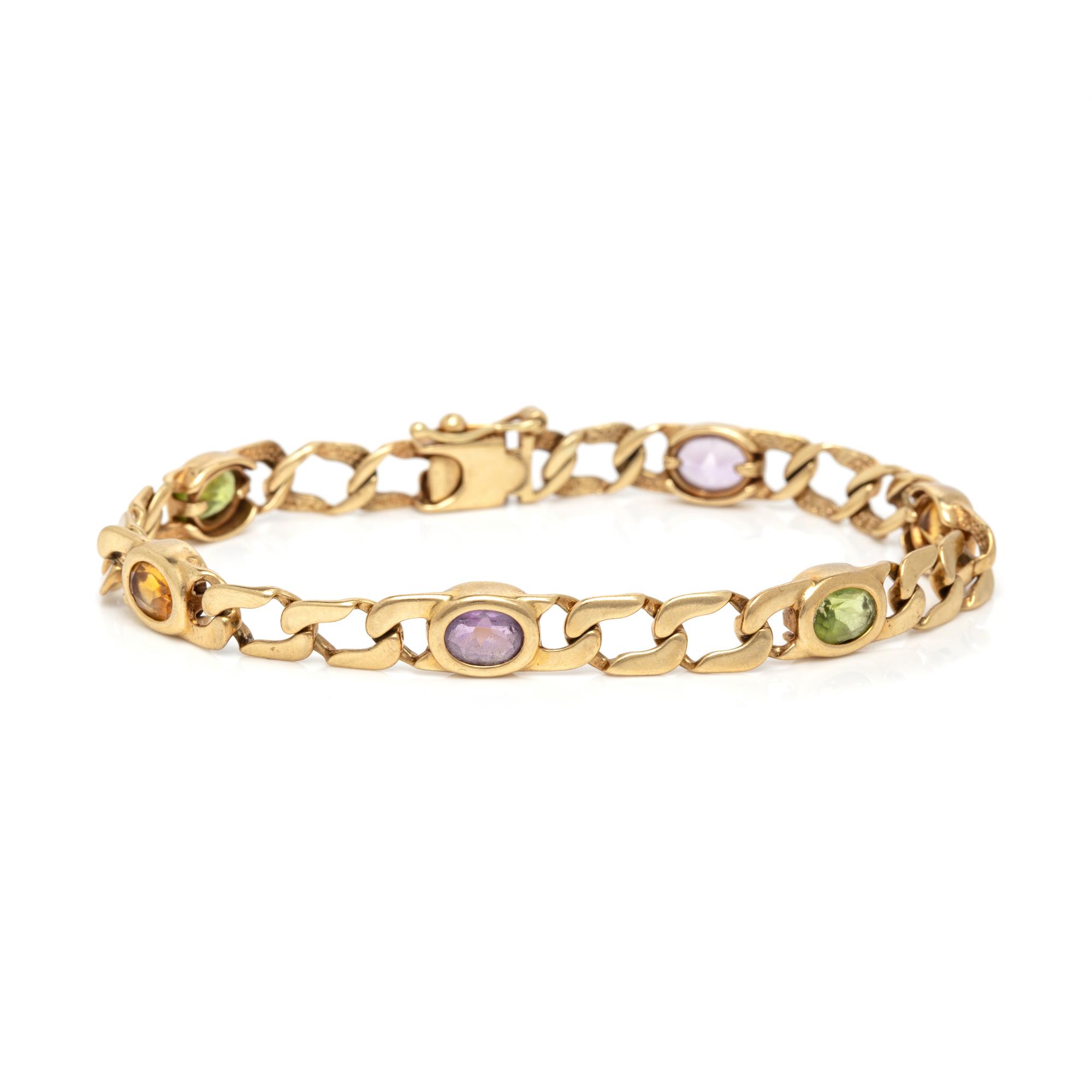 THREE MULTI-GEMSTONE AND YELLOW GOLD BRACELETS