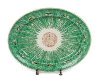 A Chinese Export Porcelain Cabbage Leaf Platter