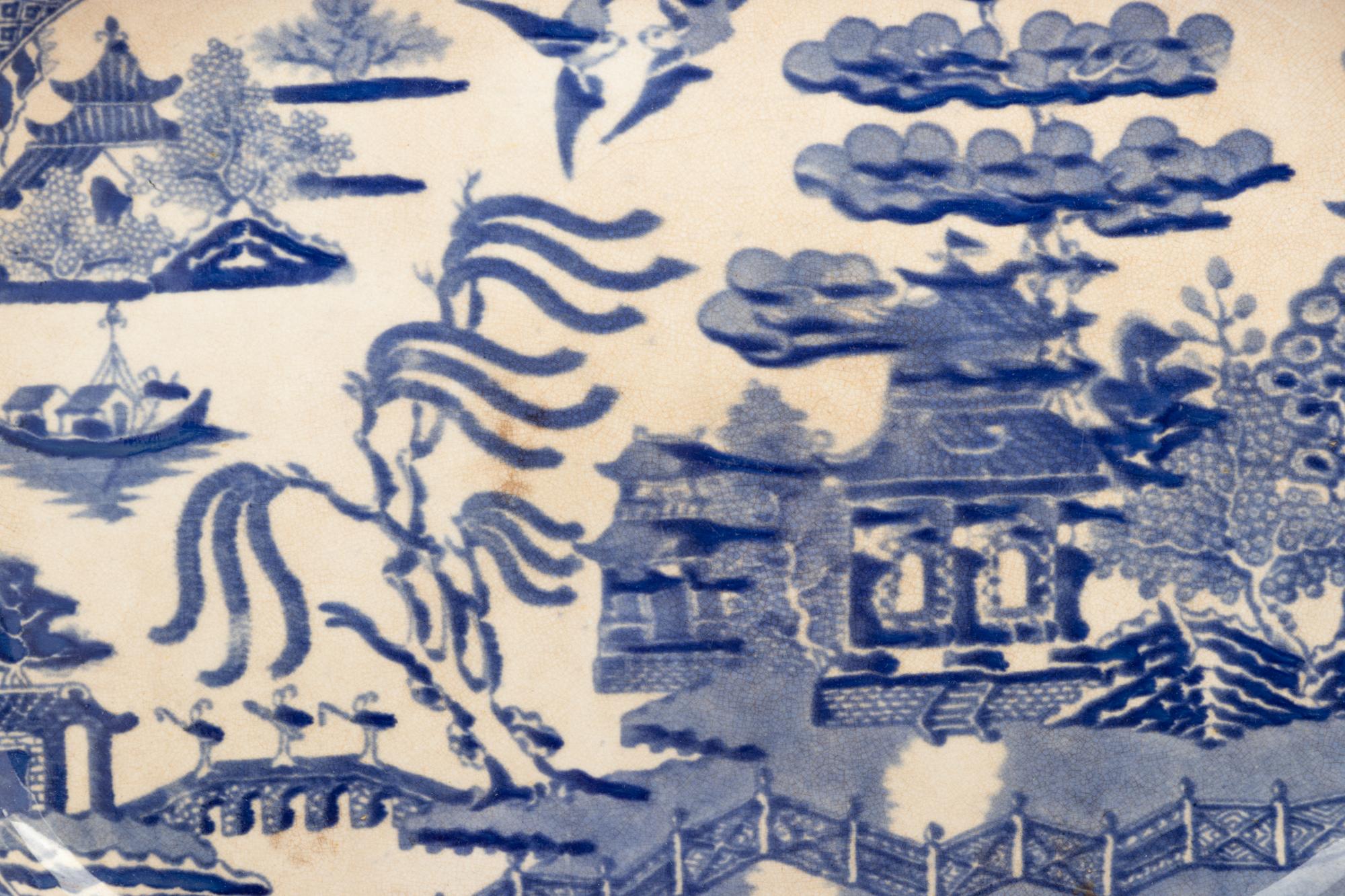 Four English Transfer-Decorated Stoneware Platters