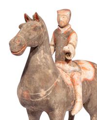 A Chinese Painted Pottery Equestrian Figure