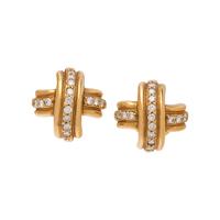 TIFFANY & CO., YELLOW GOLD AND DIAMOND EARCLIPS