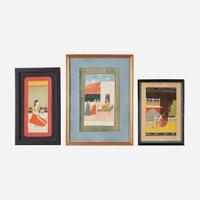 Group of three Indian miniature paintings 18th - 19th century or later