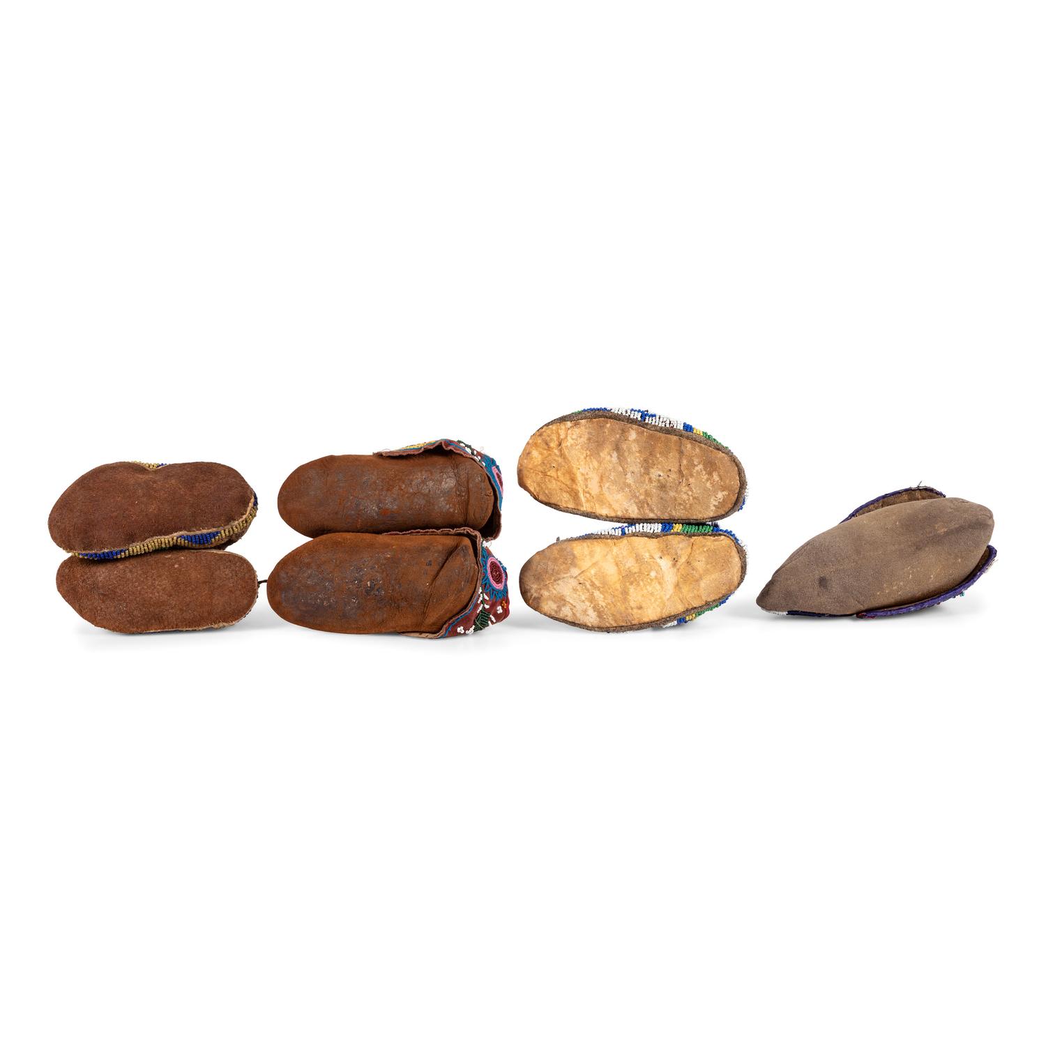 Group of Plains and Northeastern Child's Beaded Hide Moccasins